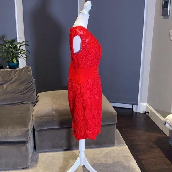 Women’s Red Dress with Corset Back and Matching Chiffon Jacket Size M - Picture 8 of 12